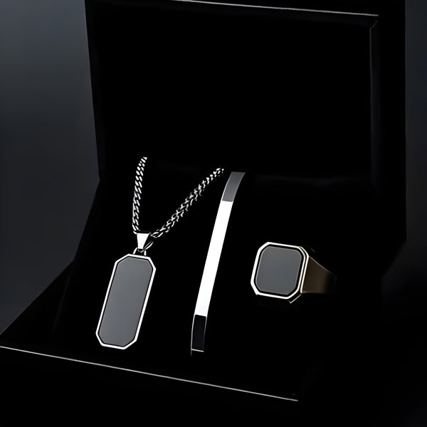 Black Onyx Trio – Premium Men’s Jewelry Gift Set